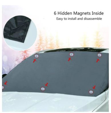 Universele auto voorruit hoes, magnetisch zonnescherm van polyester, ideaal voor bescherming in elk seizoen.