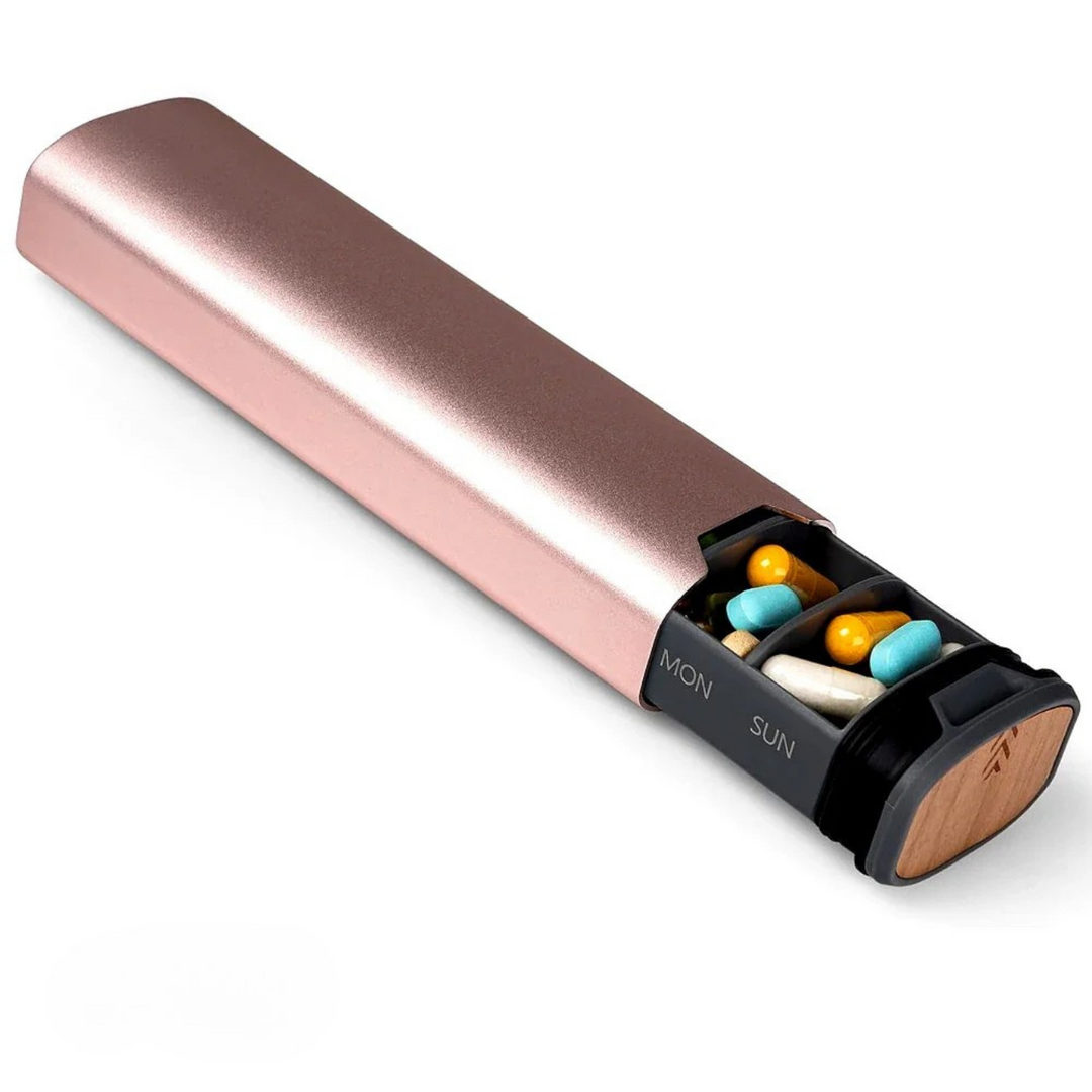 Essentiële gezondheidshulp; compacte medicatie-organizer helpt bij het dagelijks innemen van medicijnen en pillen.