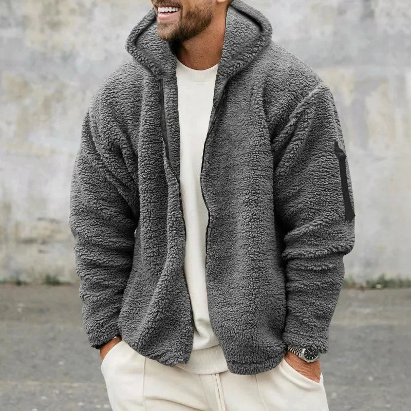Comfortabel warm fleecevest voor heren met capuchon, perfect voor casual winterdagen.