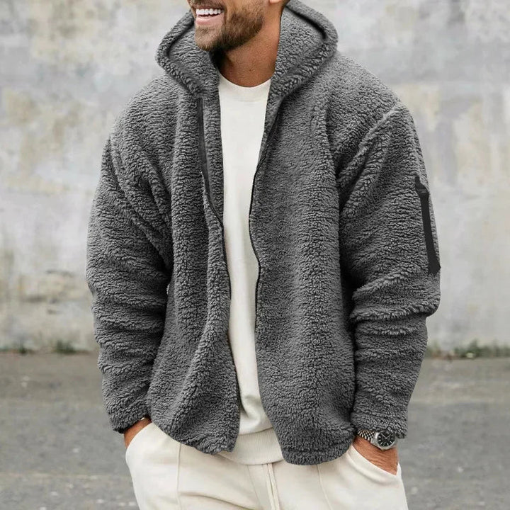 Comfortabel warm fleecevest voor heren met capuchon, perfect voor casual winterdagen.