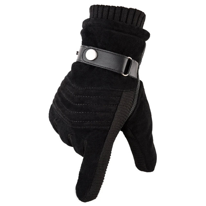 Stijlvolle heren tech handschoenen voor de winter, bieden warmte en bediening van je smartphone. Zwarte kleur.