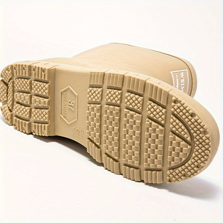 Warme slip-on dames regenlaarzen met fleecevoering, waterdicht en zeer comfortabel.