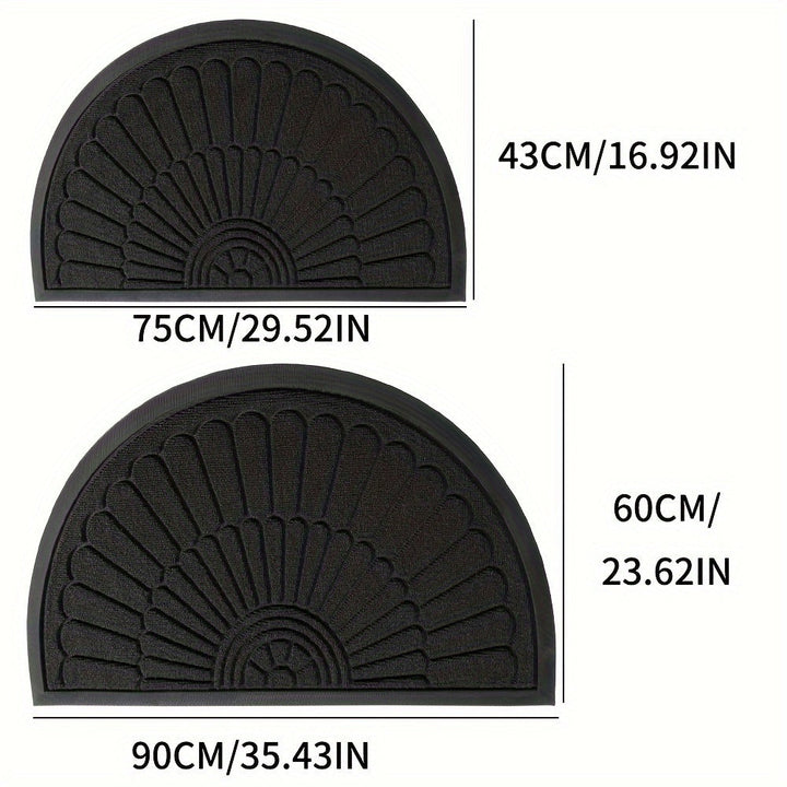 Antislip halfronde rubber deurmat, weerbestendig & robuust voor veilige entree buiten.