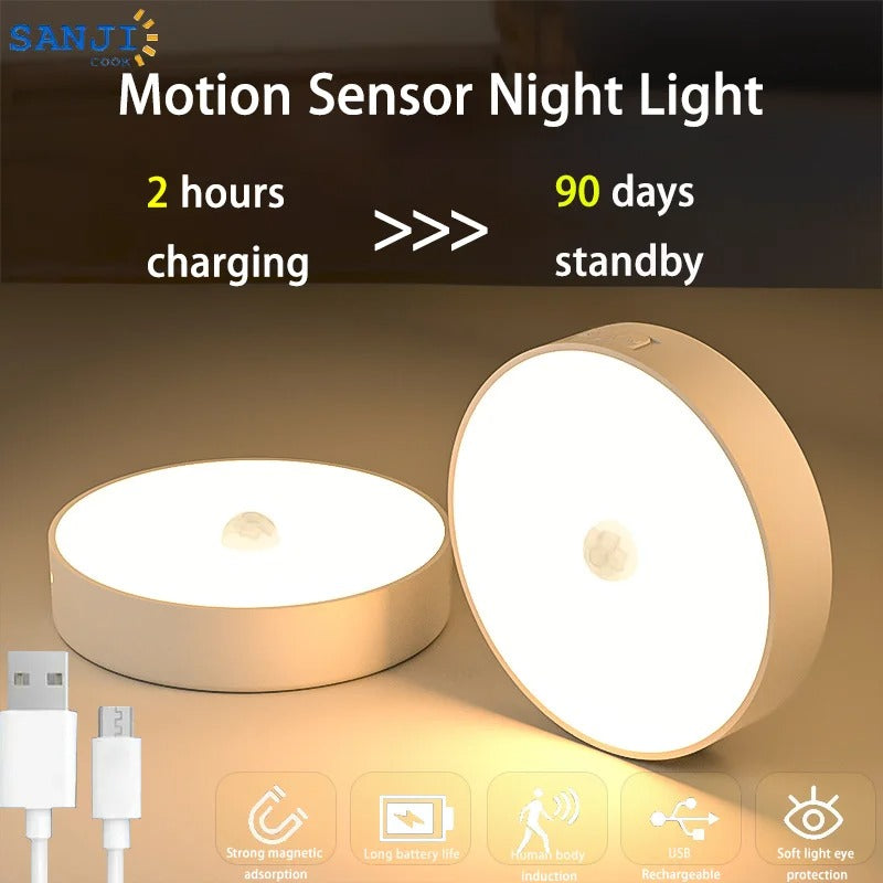 Set van 2 universele zelfklevende LED lampen met bewegingssensor, perfect voor donkere hoeken.