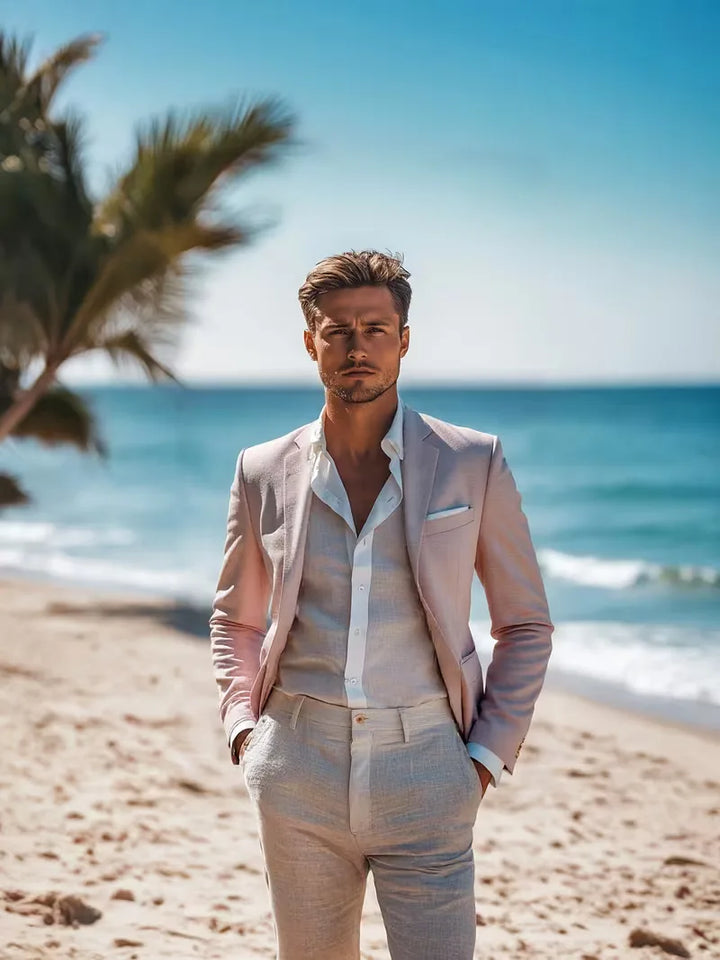Elegant slimfit herencolbert in linnen, geschikt voor feesten en zakelijke evenementen.