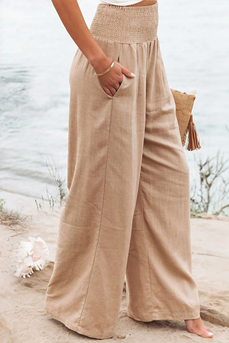 Comfortabele dames palazzo broek, perfect voor lente en zomer, met elegante wijde pijpen.