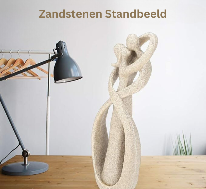Valentijnscadeau: abstract liefdesbeeldje "Eeuwige Omhelzing" als symbool van blijvende liefde. Woondecoratie.