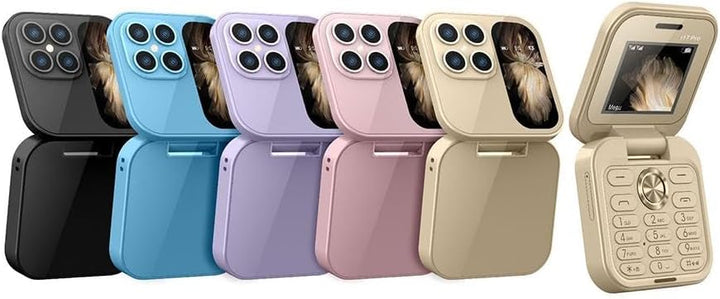 Helder display van de eenvoudige opvouwbare telefoon, met focus op bellen en berichten.