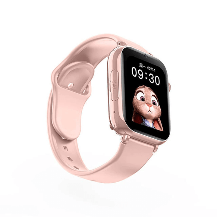 Kinder smartwatch met GPS, 4G videobellen en SOS-functie, beschikbaar in wit, zwart, roze.