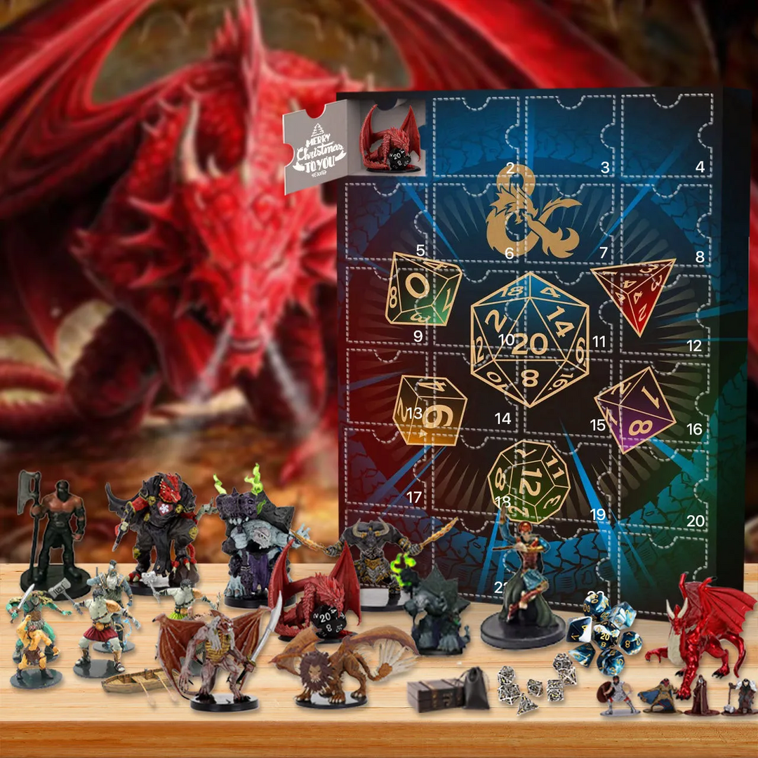 D&D Adventskalender "Magische Feestdagen" met 24 verrassingen. Perfect fantasy kerstcadeau voor D&D fans.