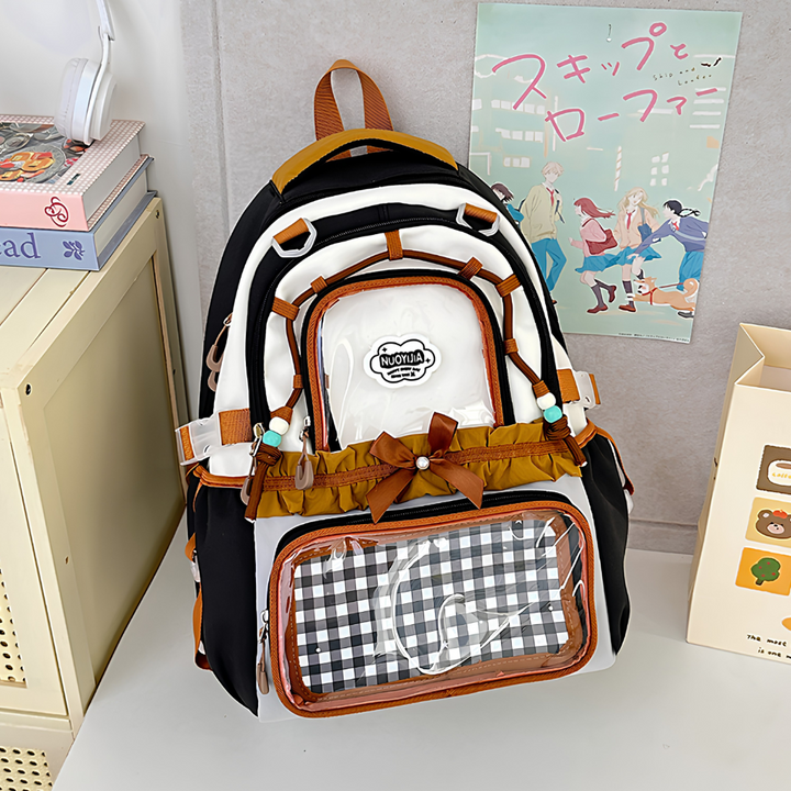 Moderne semi-transparante schoudertas voor dames, ideaal voor op reis of als stijlvolle schooltas.
