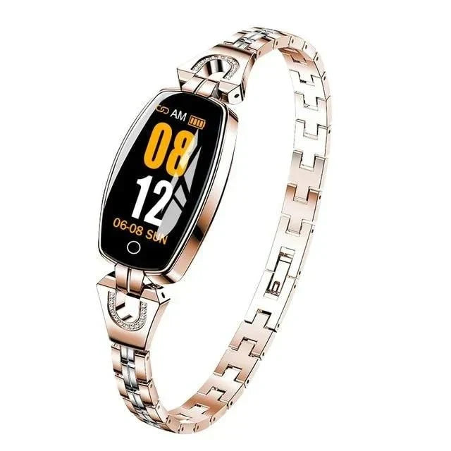 Zwarte dames activity tracker met hartslagmeter, waterdicht, ideaal voor sport en dagelijks welzijn.