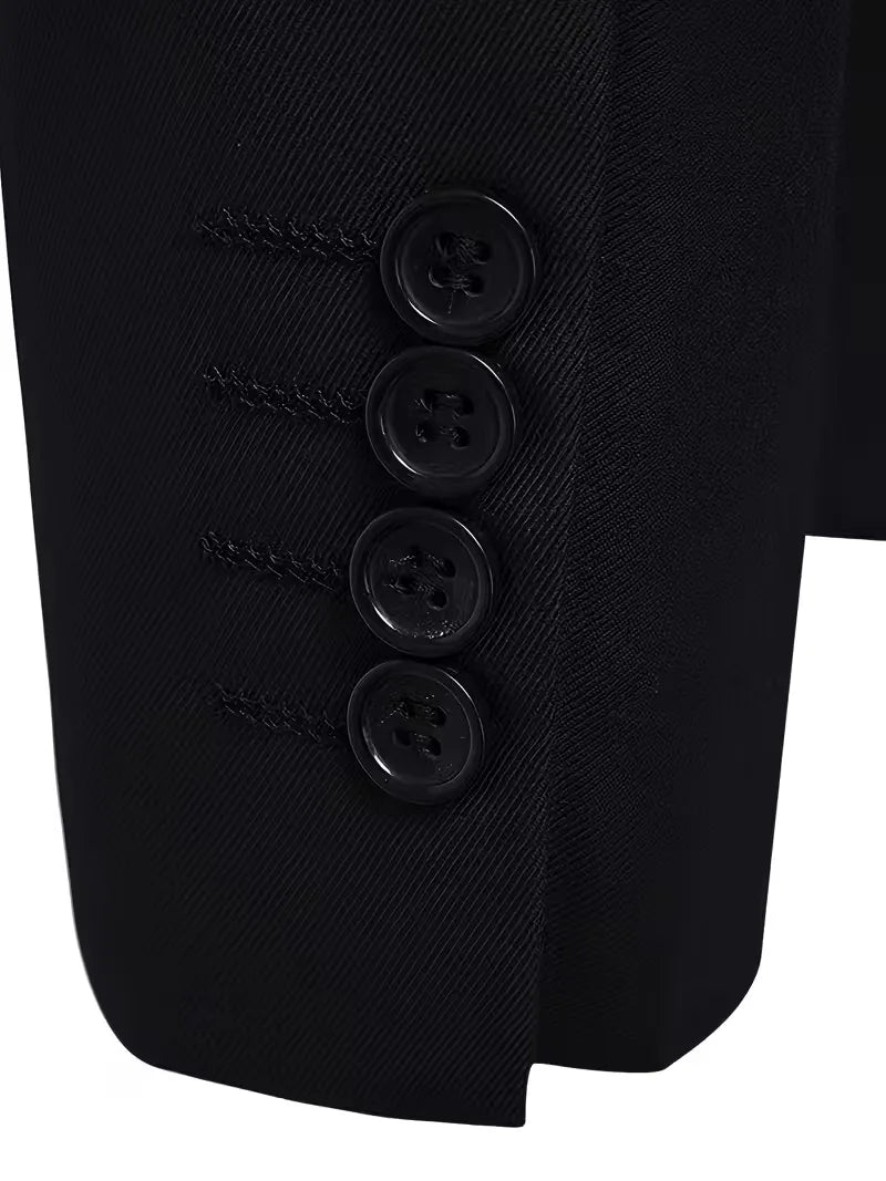 Donkere slim fit heren blazer met mandarijnkraag, perfect voor een moderne look.