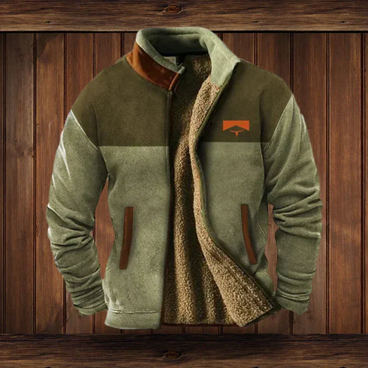 Comfortabele heren jas in warme westernstijl. Modieuze bovenkleding perfect voor de winter.