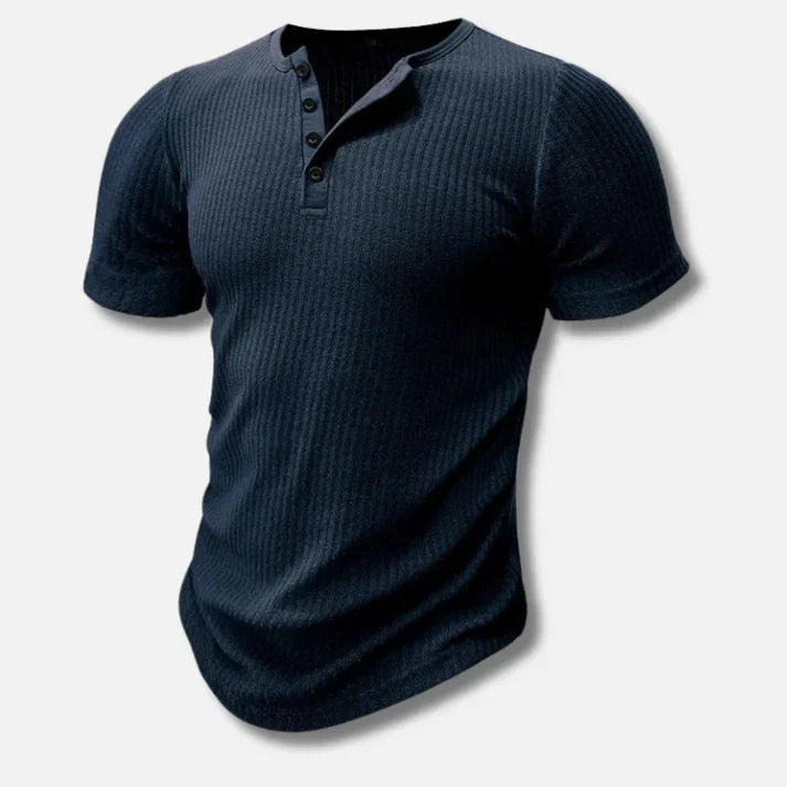 Heren Henley T-shirt met knoopsluiting en korte mouwen, ideaal voor casual en stijlvolle herenmode.