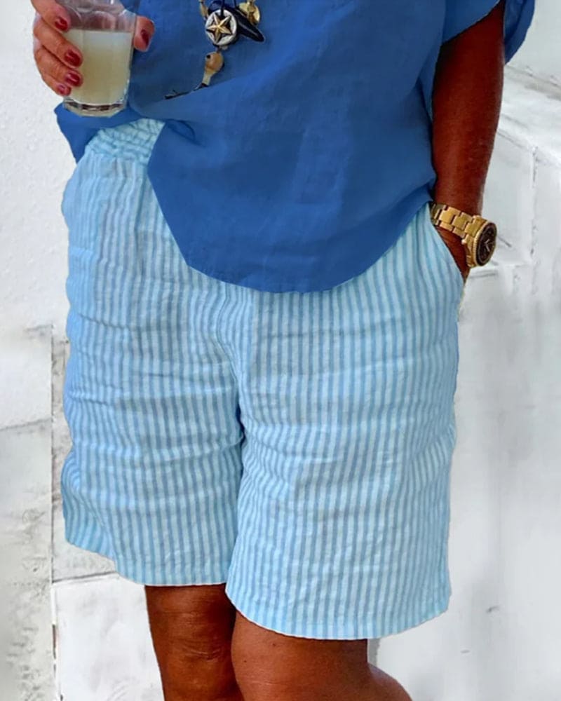 Modieuze dames shorts met strepen, perfect voor zomerse dagen en een relaxte strandlook.