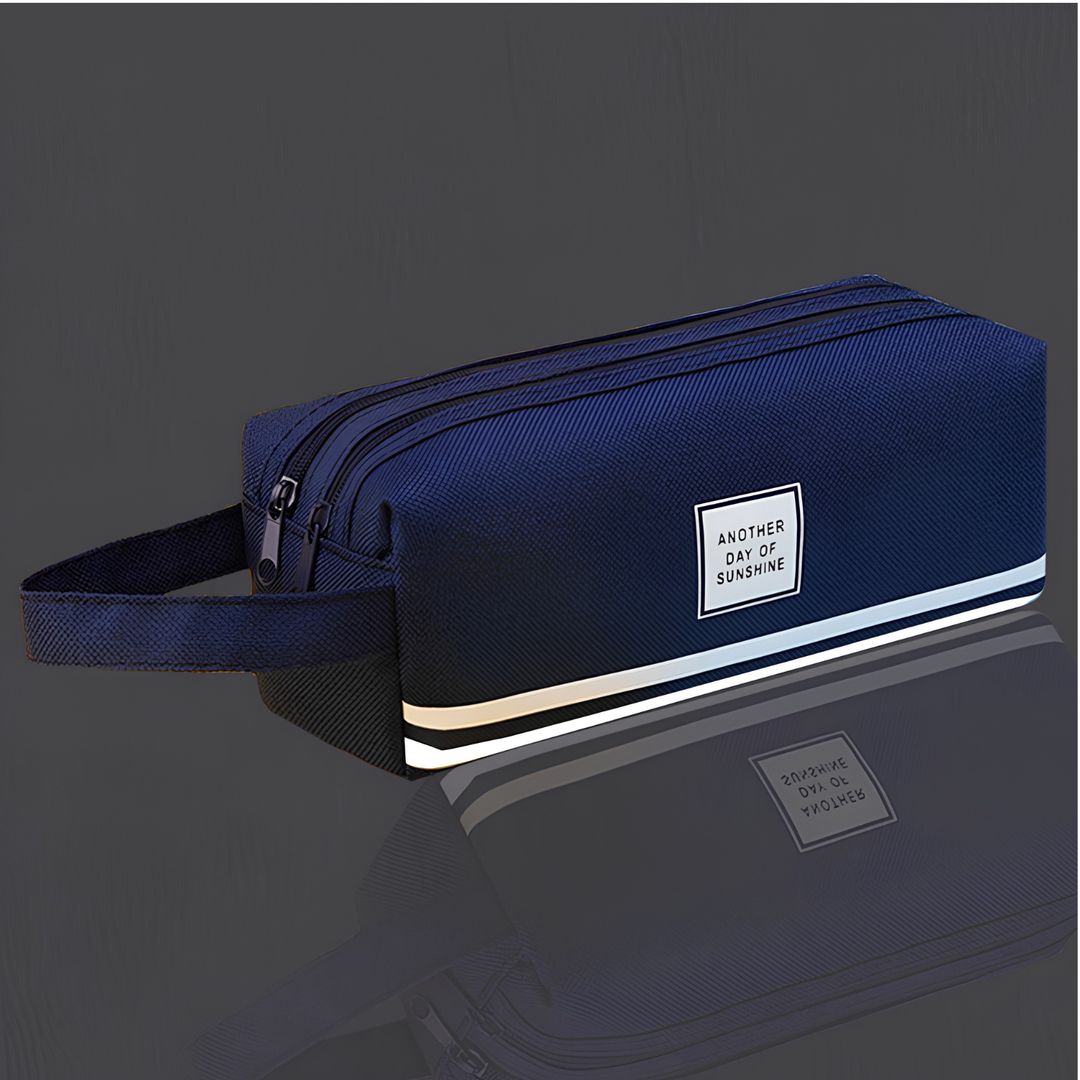 Unisex dubbel canvas etui, ideaal voor schoolspullen en kantoorartikelen. Perfecte organizer voor studenten.