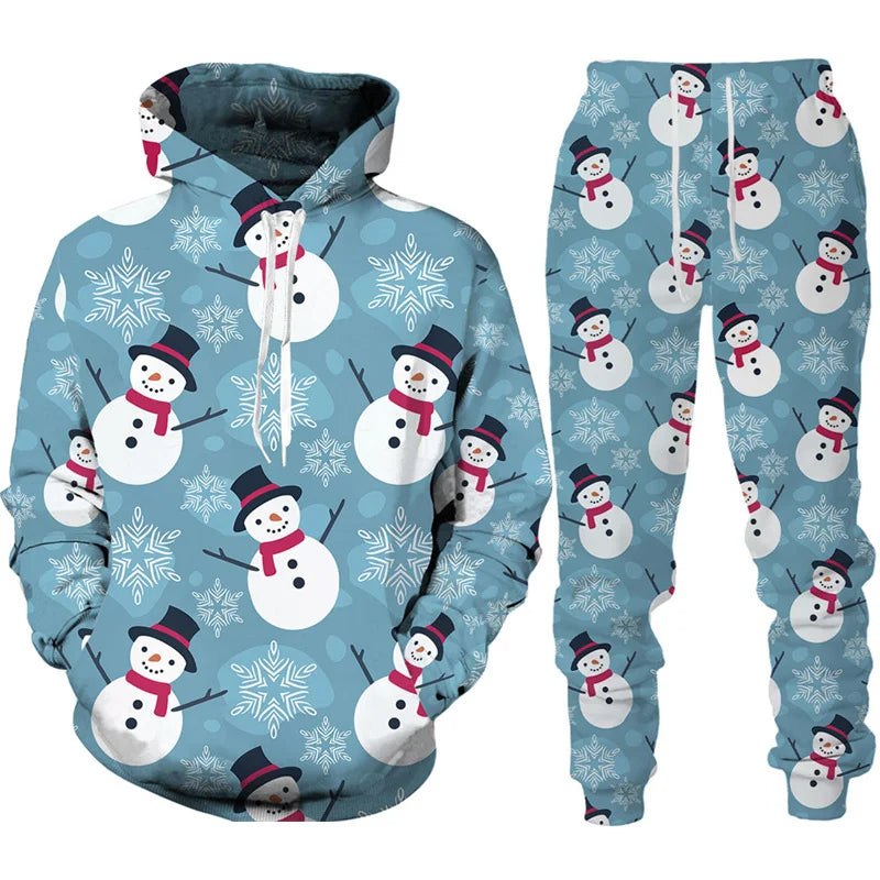 Comfortabele heren kerst hoodie met feestelijke 3D-print, perfect voor ontspanning thuis.