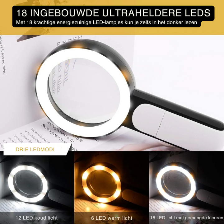 Krachtig 30x vergrootglas met heldere LED verlichting, uitstekend cadeau voor senioren, leeshulp en inspectie.