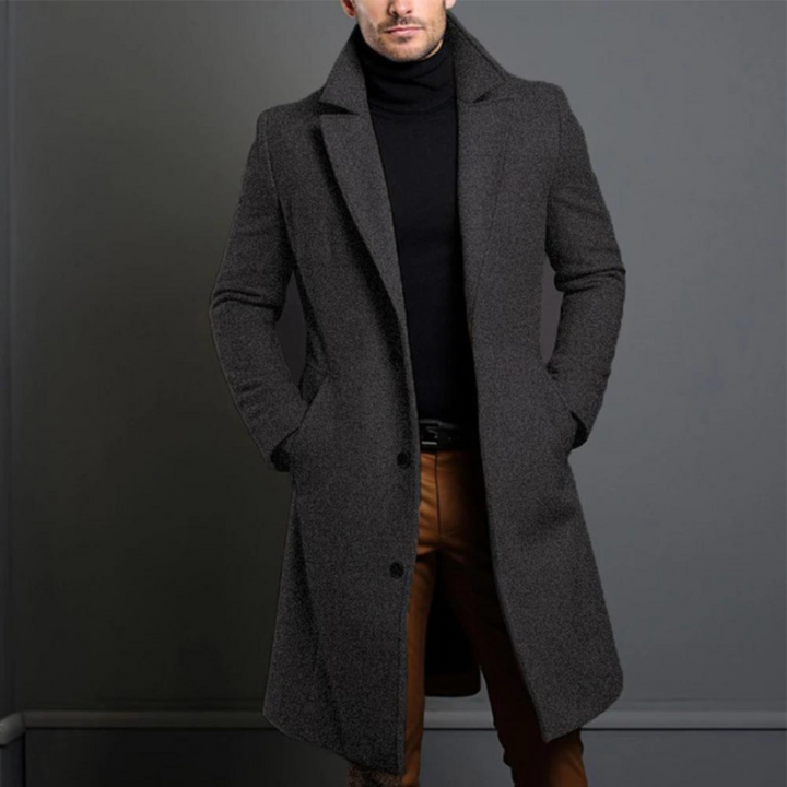 Klassieke heren winterjas van hoogwaardige wolmix, biedt warmte en tijdloze elegantie. Perfecte bovenkleding.