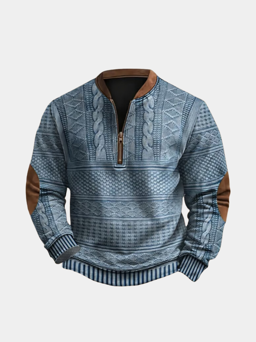 Elegante heren trui met halve rits in tijdloos design, ideaal voor casual en stijlvolle looks.