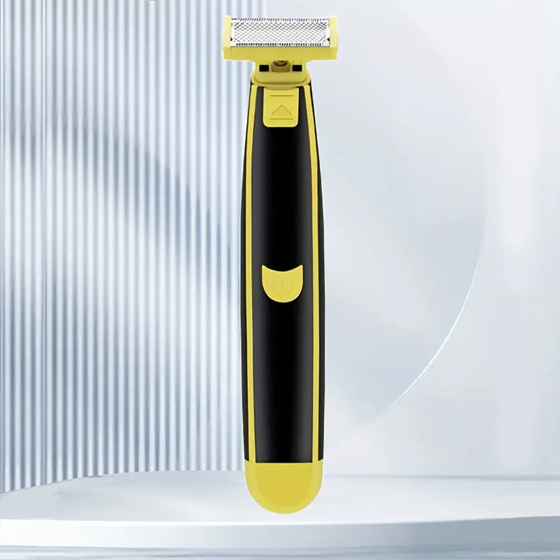 Man scheert zich met waterdichte bodytrimmer. Draadloos, nat & droog scheren voor een gladde en verzorgde huid.