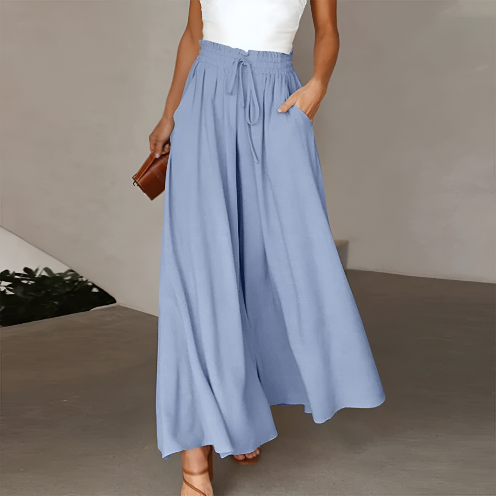 Comfortabele dames zomer rokbroek met elastische taille en wijde pijpen, perfect voor casual gebruik.