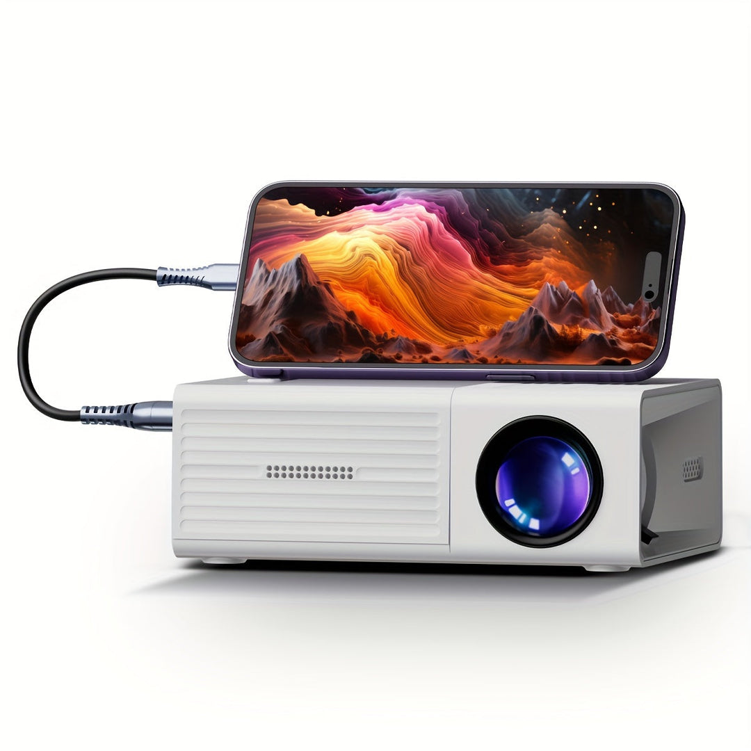 Compacte draagbare mini projector voor thuisbioscoop en entertainment, ideaal voor filmavond.