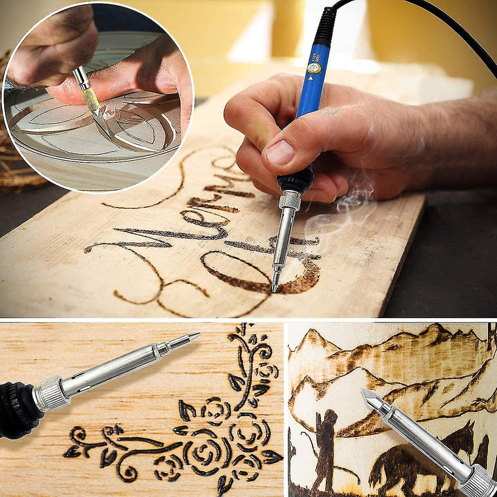 Pyrografie houtbrandpen set voor gedetailleerd houtbranden en graveren op hout en leer, ideaal voor creatieve hobby.