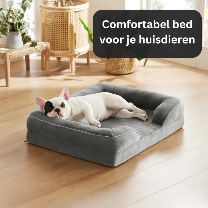 Luxueus pluche hondenbed van traagschuim voor maximaal comfort, ideaal voor honden met gewrichtsproblemen.