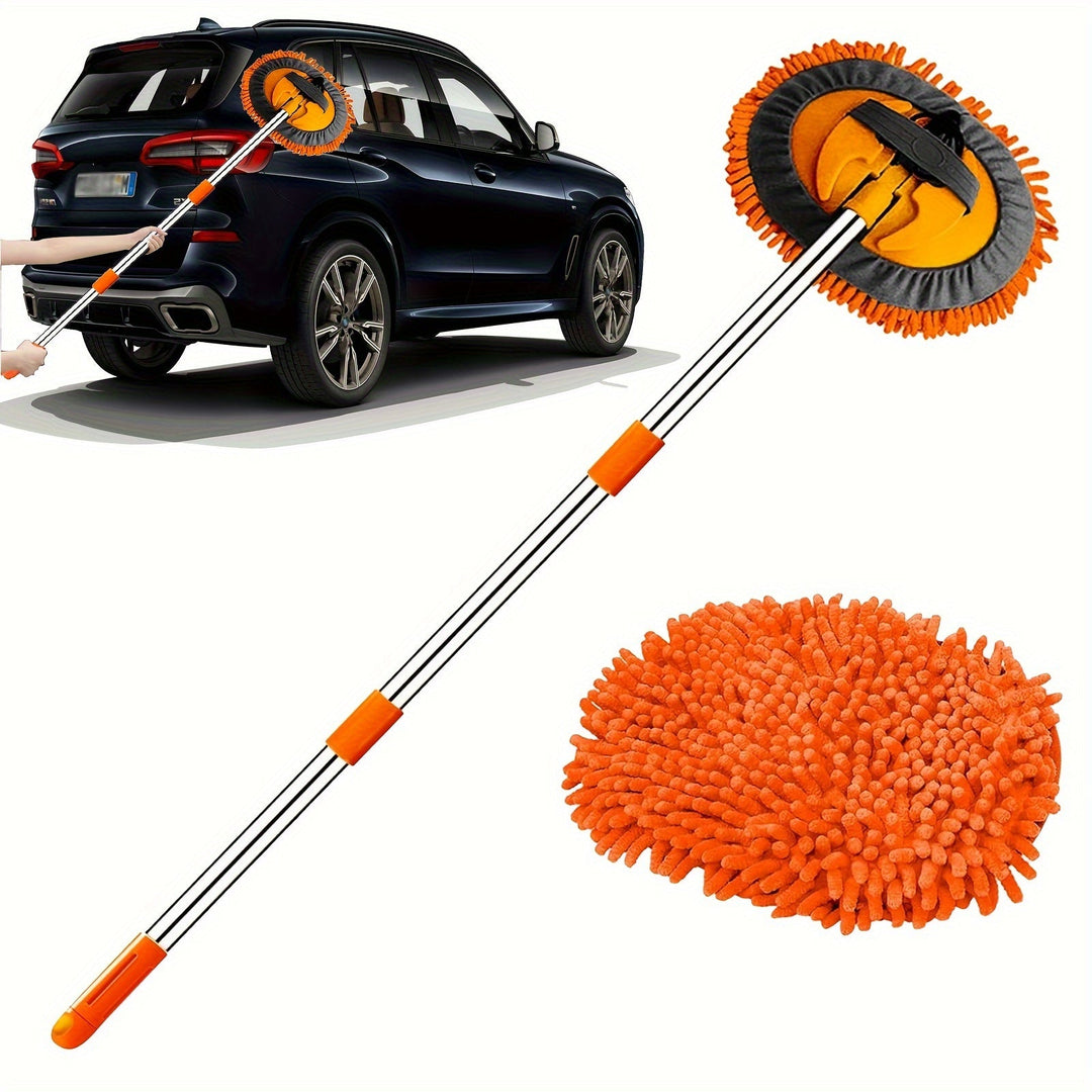 Microvezel autowasborstel met lang handvat voor krasvrije auto reiniging. Ideaal voor autopoetsen.