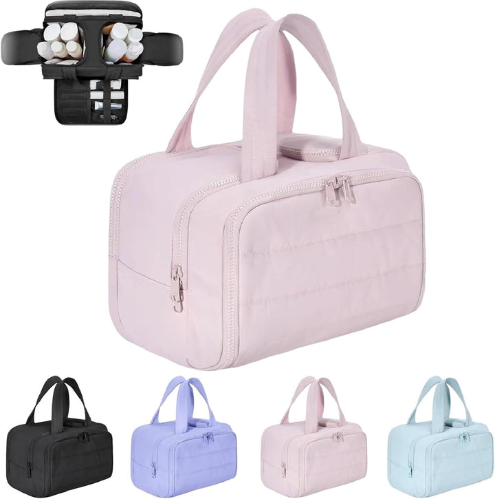 Dames Selvane 4-in-1 reismakeuptas, groot, waterdicht, ideaal als toilettas organizer voor cosmetica.