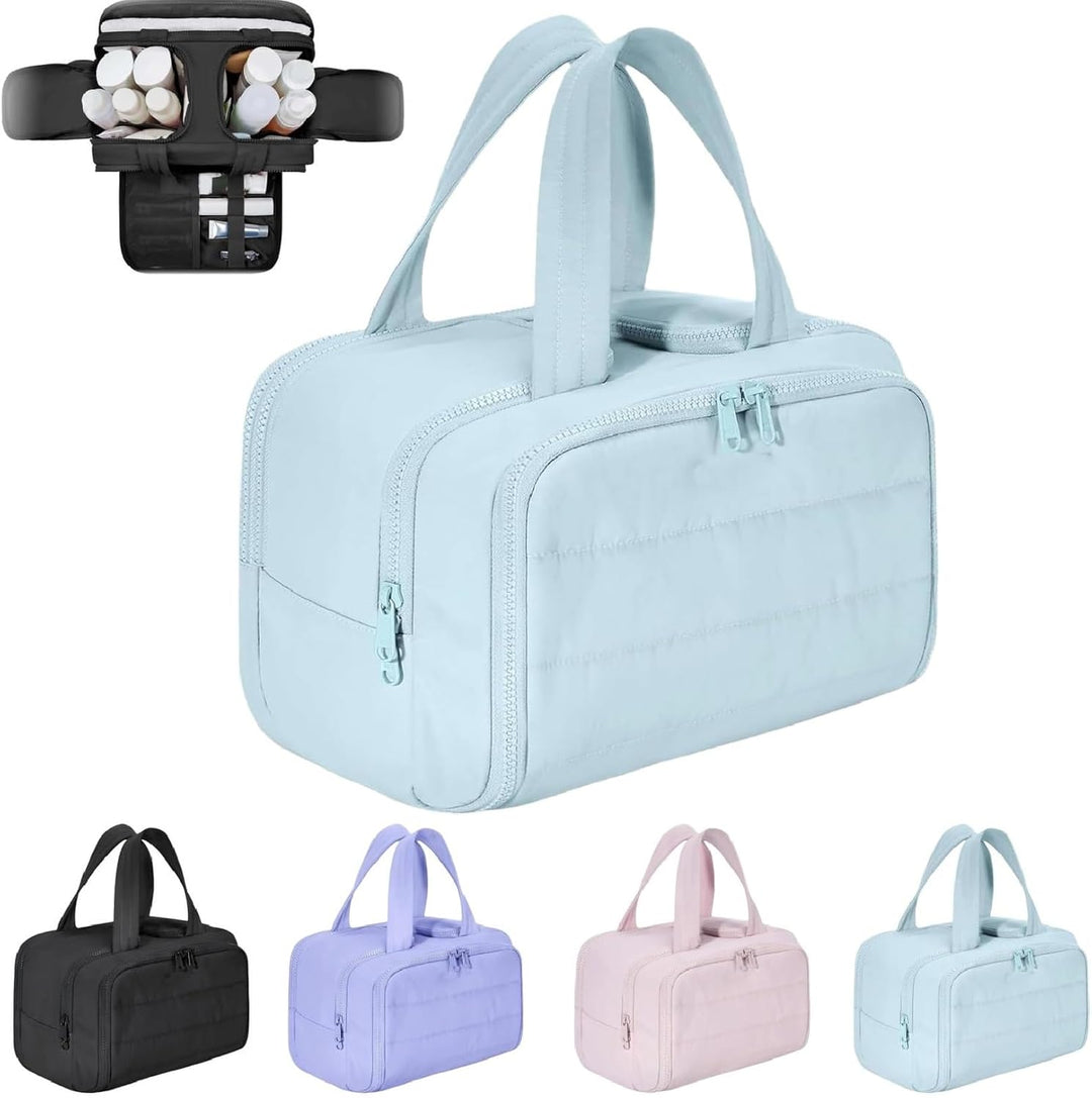 Waterdichte toilettas organizer voor dames, perfect voor reizen, houdt make-up en cosmetica veilig.