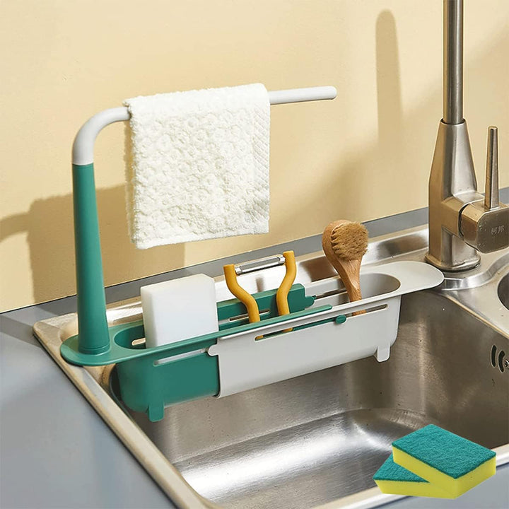 Organiseer je spoelbak met dit verstelbare keukenrek. Een compact en hygiënisch keukenaccessoire voor elk huishouden.