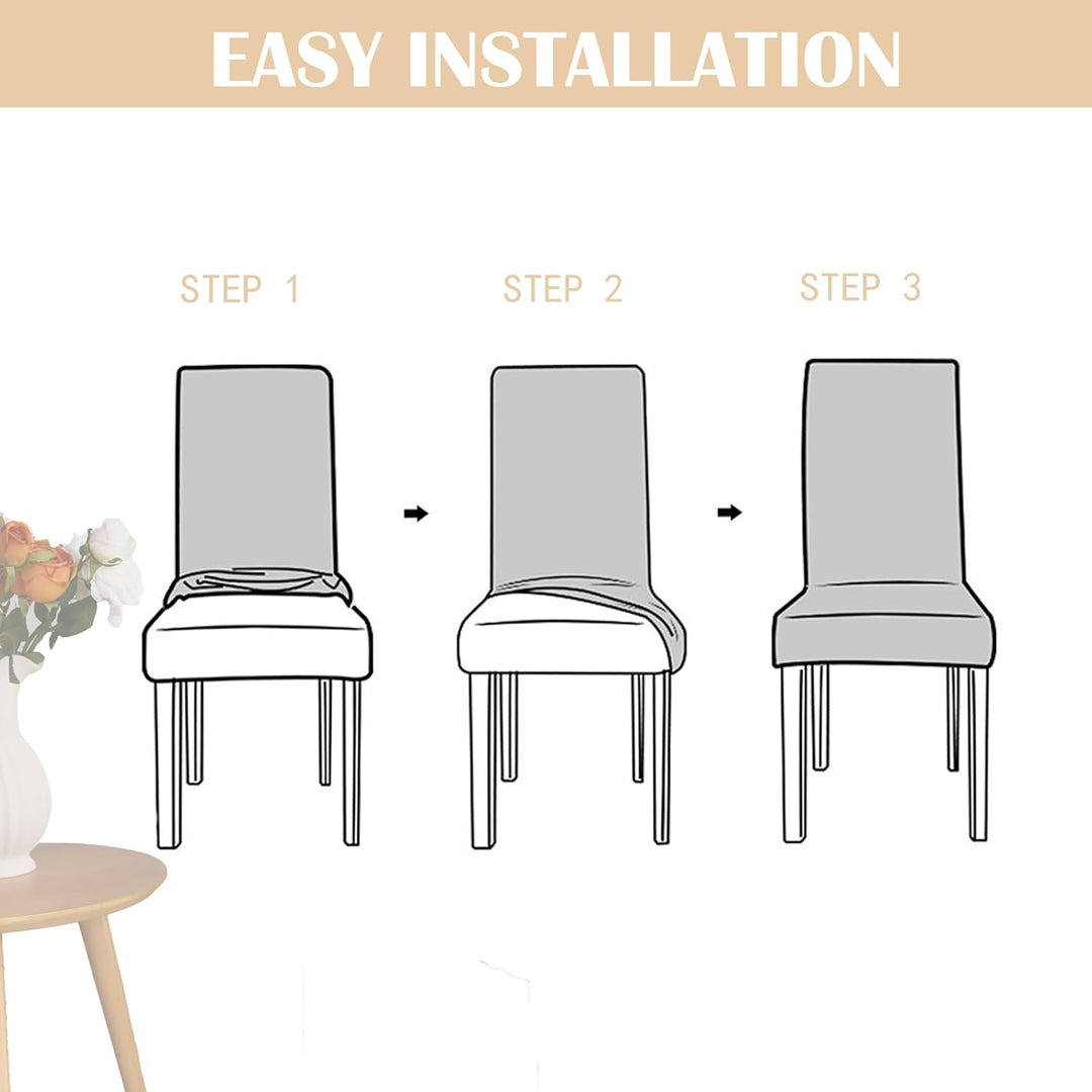 Beschermhoes voor eetkamerstoelen, rekbaar materiaal voor perfecte pasvorm.