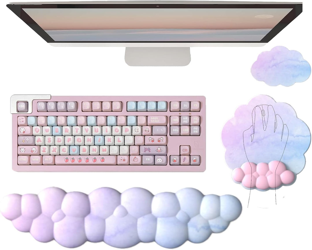 Wolk polssteun set met ergonomische muismat en onderzetter voor ultiem bureau comfort.