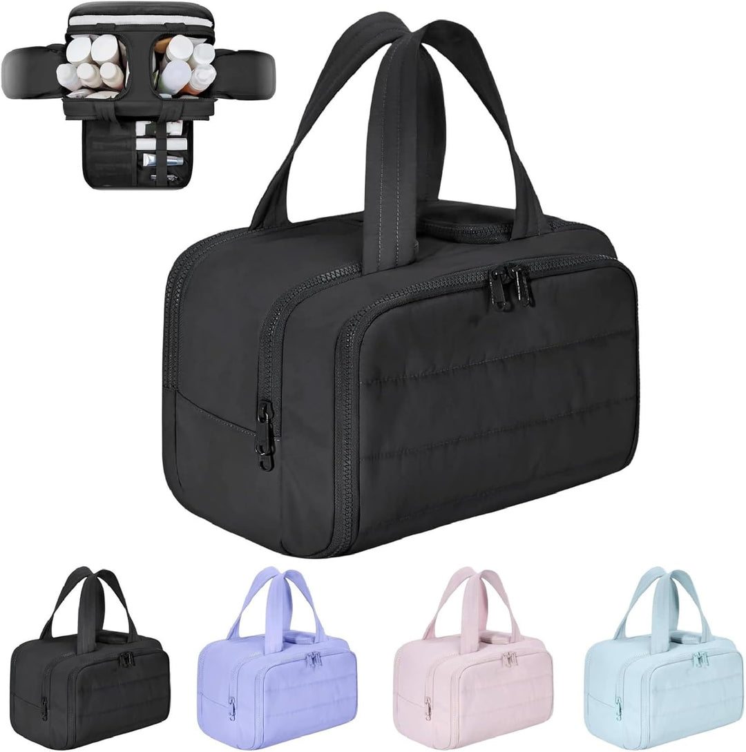 Compacte en waterdichte dames toilettas, functionele make-up organizer voor reizen en accessoires.