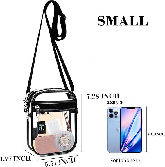 Sportevenement goedgekeurde transparante dames crossbody tas, makkelijk en stijlvol.