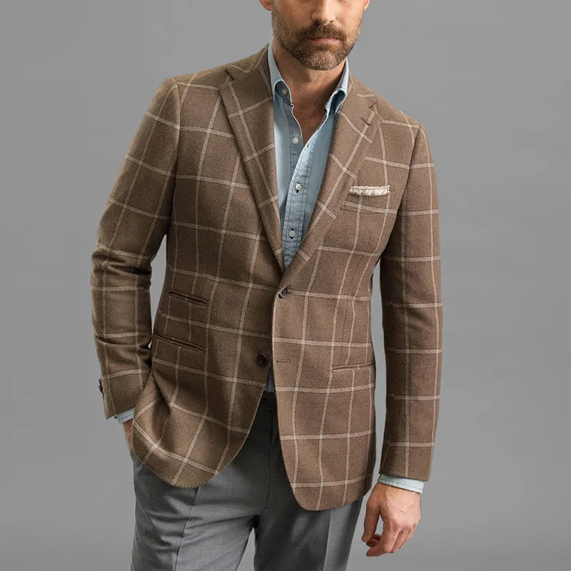 Stijlvolle lichtbruine colbert voor heren, perfect voor een tijdloze, elegante look. Geschikt voor elke formele outfit.