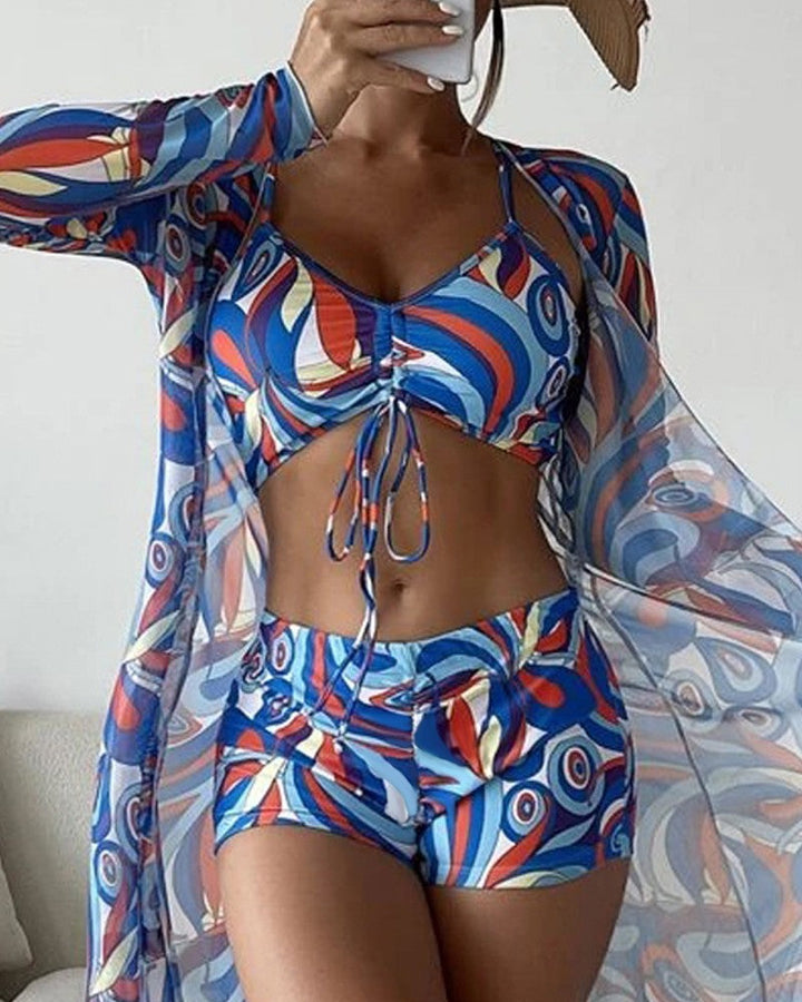 Vrouwen driedelige strandkleding set, combineert comfort met elegantie.