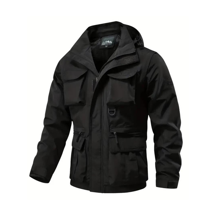 Khaki heren jas, waterafstotend, lichtgewicht en comfortabel. Ideaal als lente- of herfstjas met capuchon.