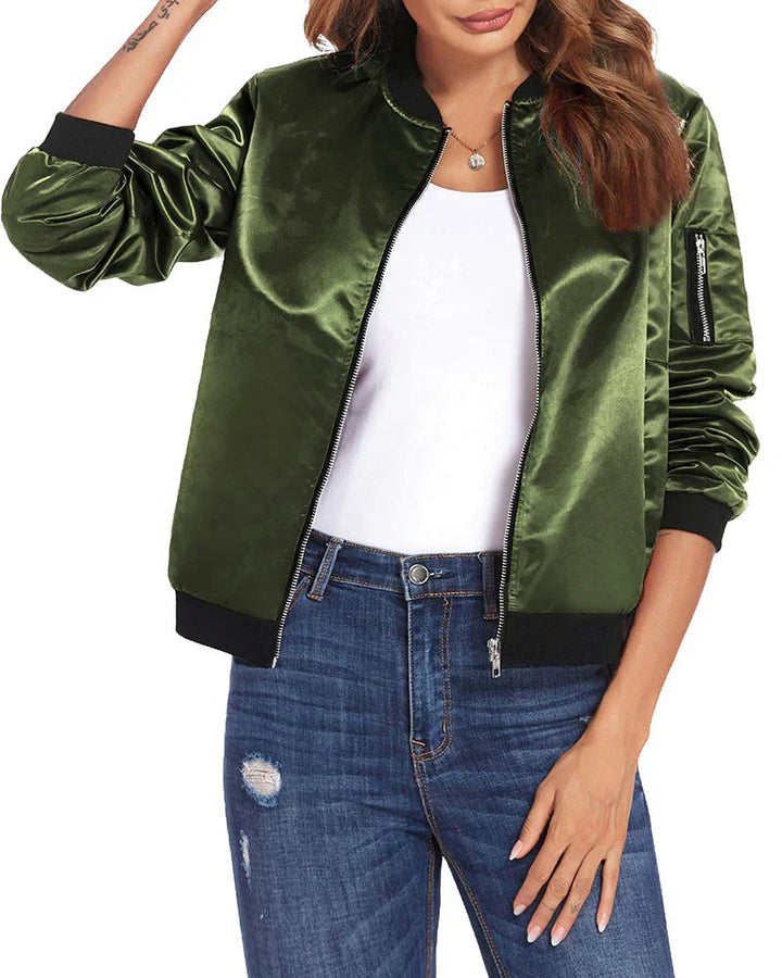 Dames lentejas: comfortabele polyester bomber met een trendy uitstraling.