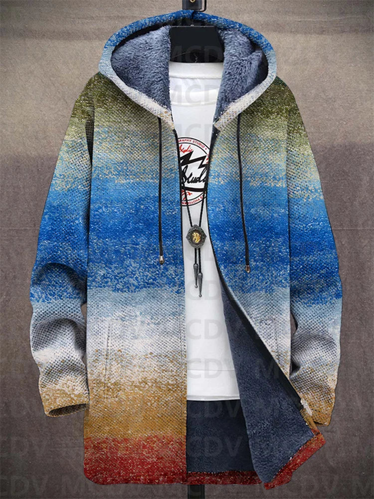 Stijlvol heren vest met opvallende stoere print. Comfortabele winterkleding.