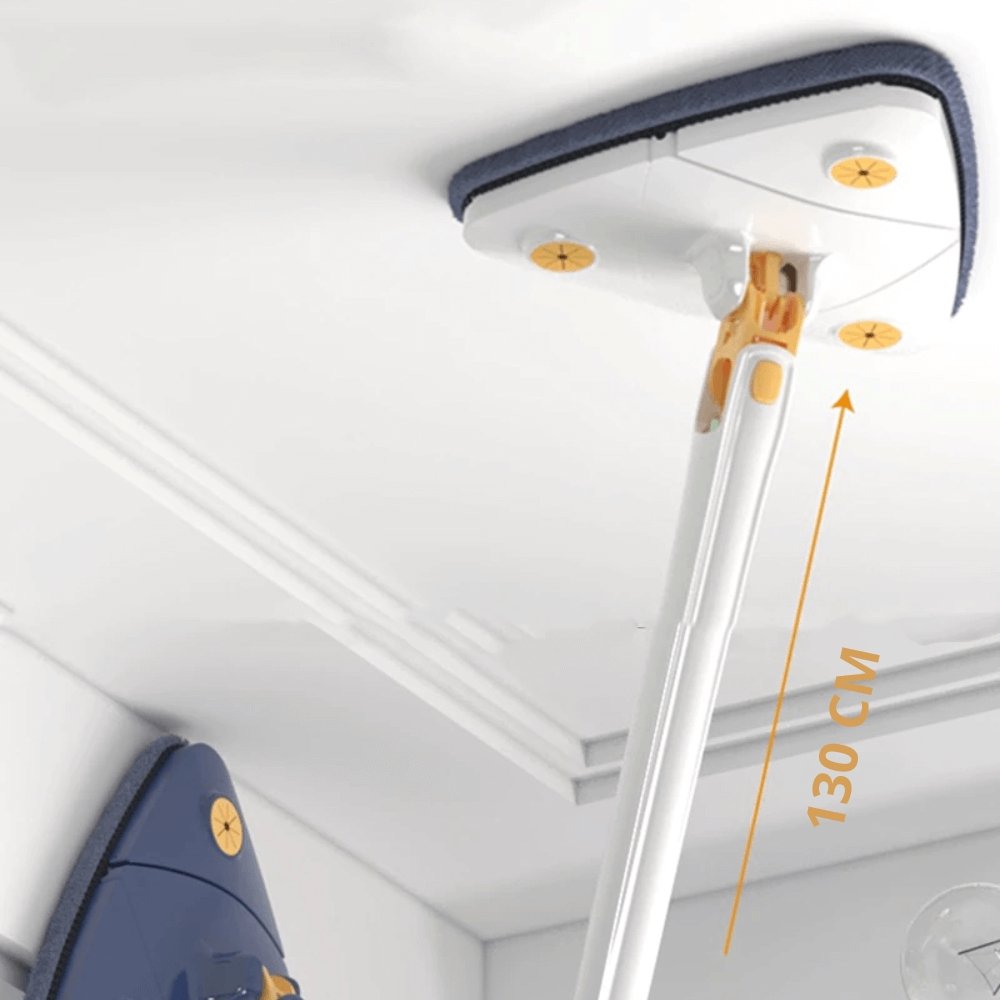 Ergonomische driehoeksdweil bereikt gemakkelijk lastige hoeken en randen voor een complete schoonmaak.