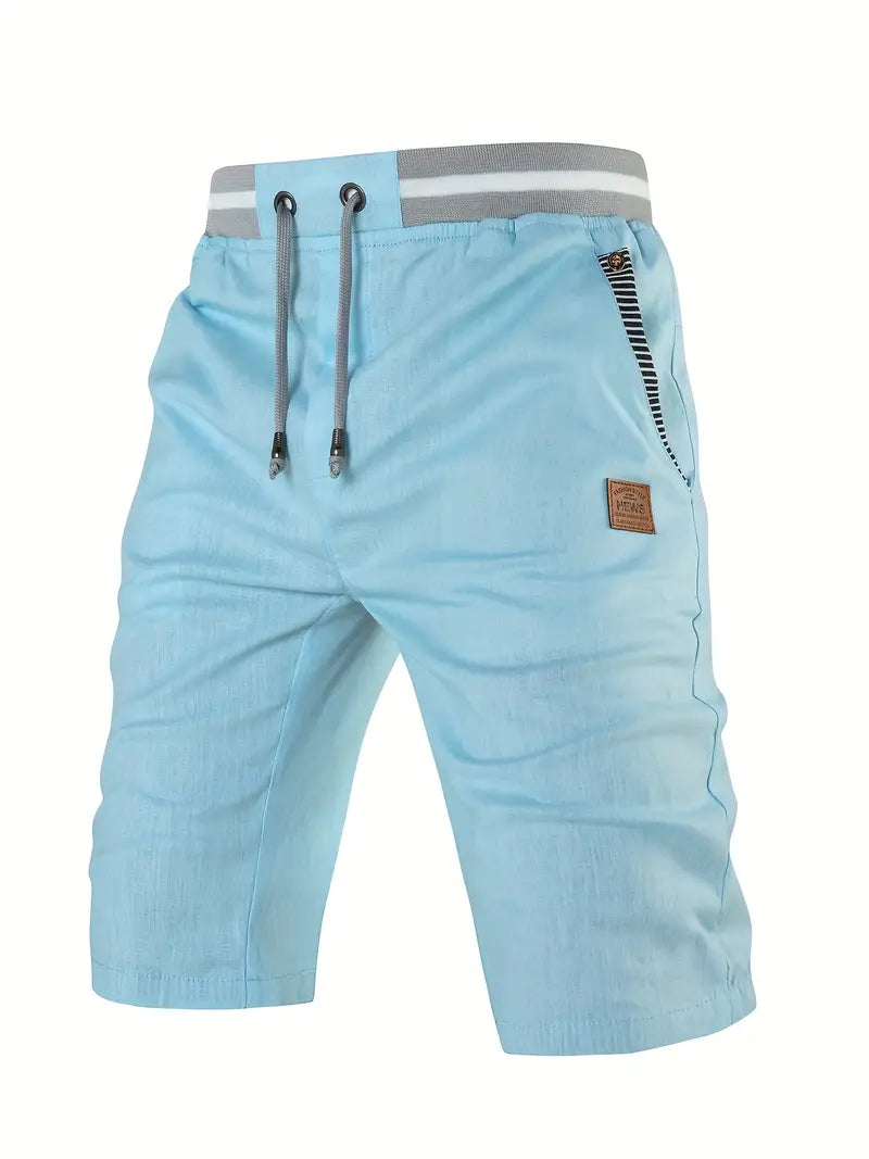 Heren linnen katoen zomershorts in casual stijl, ademend en comfortabel voor dagelijks gebruik en ontspanning.