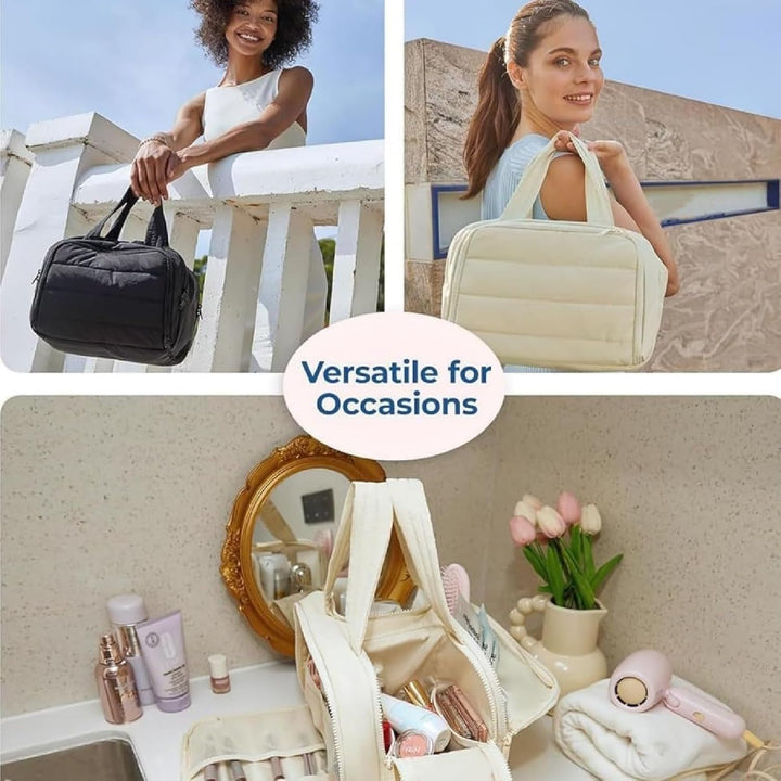 Draagbare compacte waterdichte toilettas voor dames, perfect als make-up organizer voor op reis.