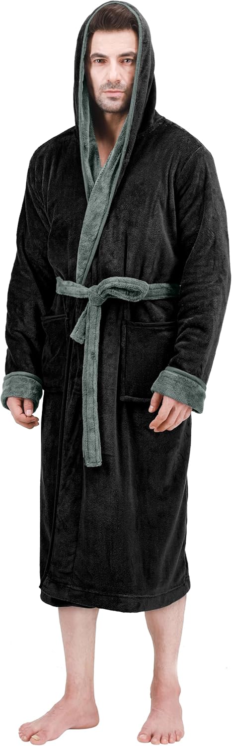 Comfortabele heren badjas Harry, fleece met capuchon, ideaal voor na het douchen.