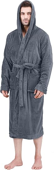 Luxueuze heren badjas van zacht fleece, Harry, met capuchon, voor ontspannen momenten.