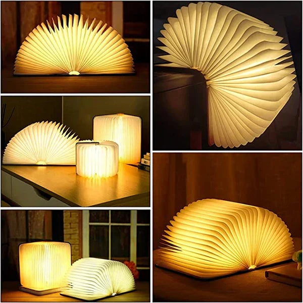 Opvouwbare StoryGlow boekenlamp met warme LED verlichting, perfect als leeslamp en sfeerlicht.