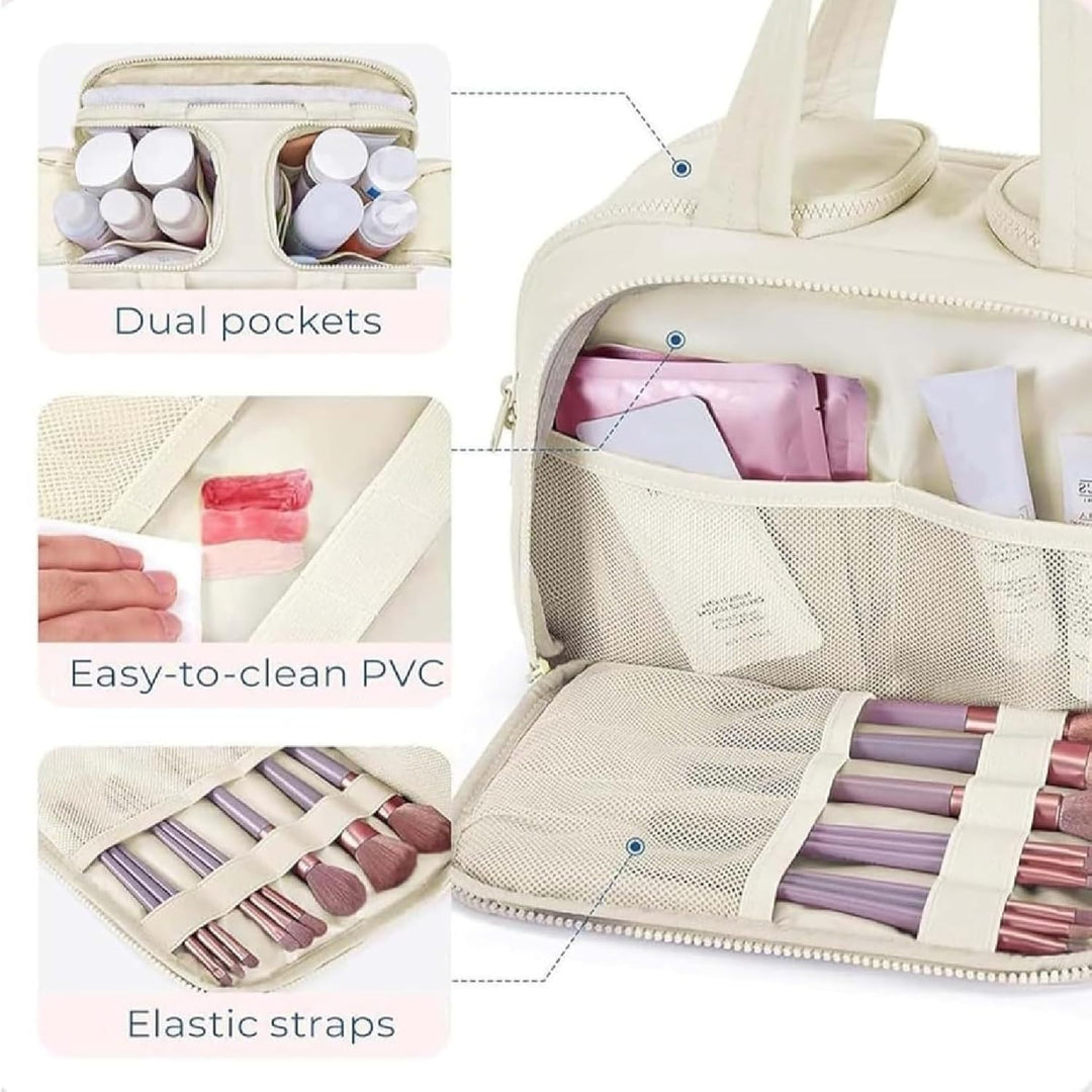 Veelzijdige waterdichte toilettas/make-uptas voor dames, grote organizer voor al je reiscosmetica.
